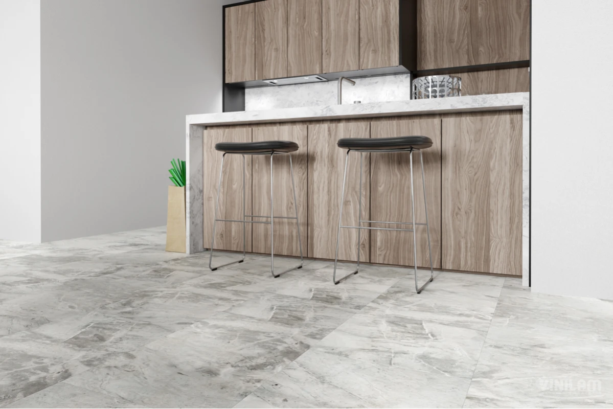 Кварцвиниловая плитка Vinilam клеевая Ceramo Stone Glue Адриатический Серый 91901 950×475×2,5